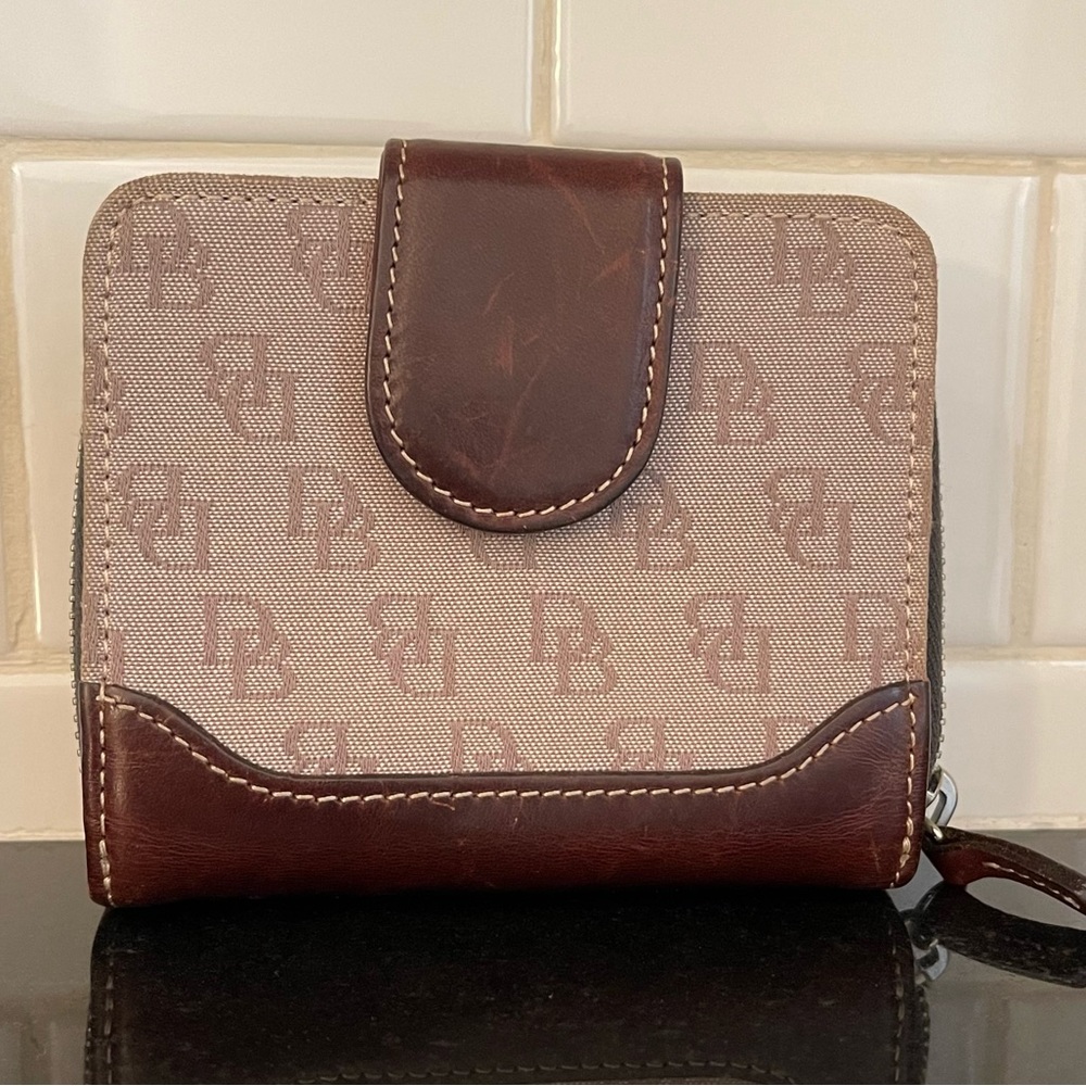 Dooney and Bourke Brown Leather Monogram Wallet